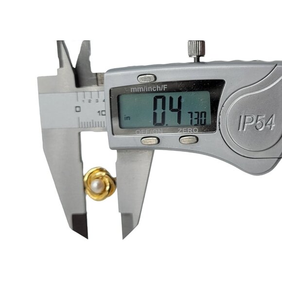 Trifari Gold Tone Faux Pearl Clip On Earrings, Signed - Picture 8 of 10